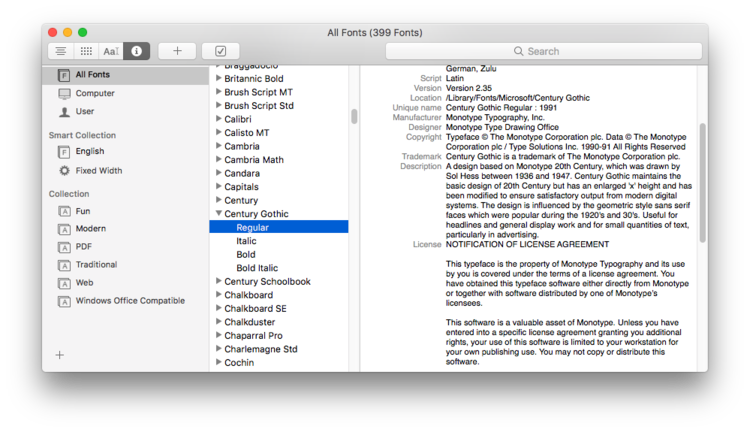  Mac OS Font Book 