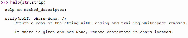 help(str.strip) output
